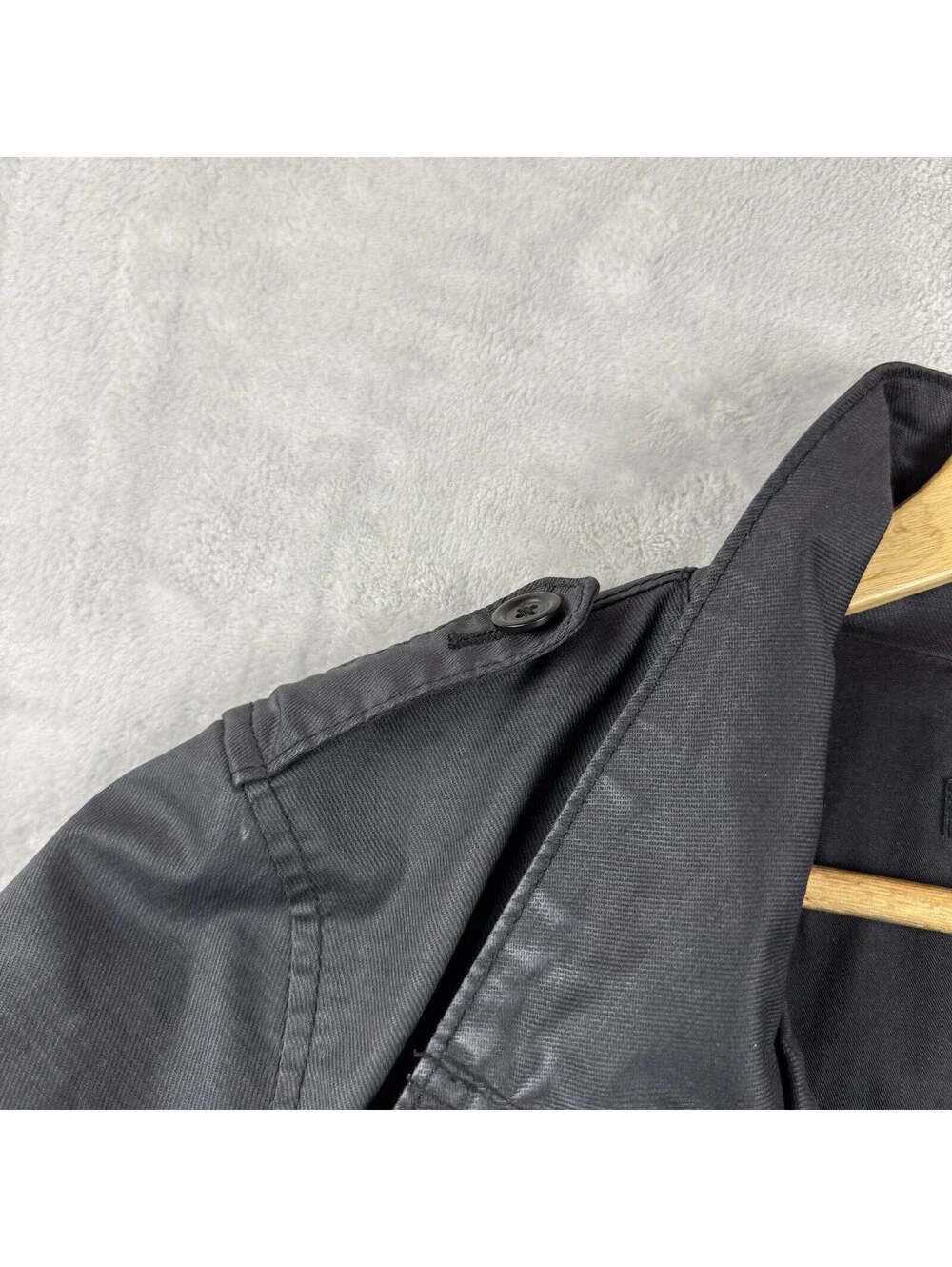Uniqlo Coated Cloth Men’s Large Black Waxed Cotton Utility Field Jacket Military